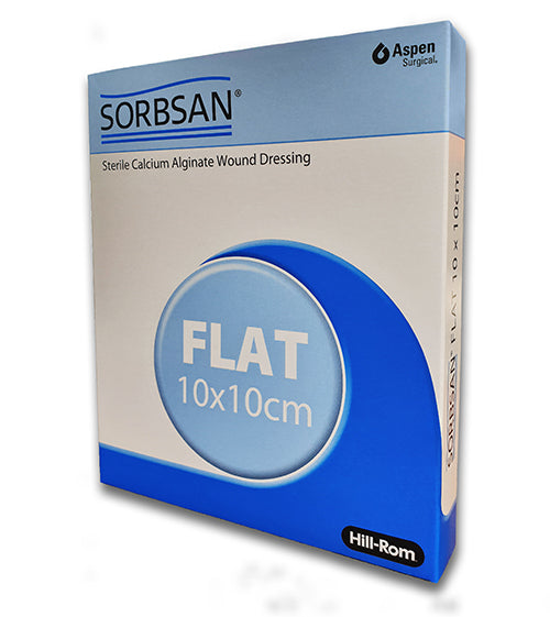 Sorbsan Flat - Calcium Alginate Absorbent Fibre Dressing 5x5cm (10 dressings)